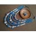 Necklace Korali of ceramic beads blue mix 5 threads